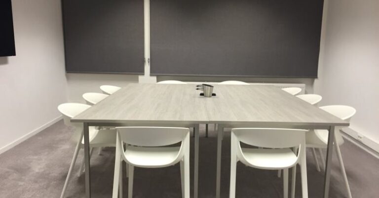 Blinds - Square Beige Wooden Table With Chairs