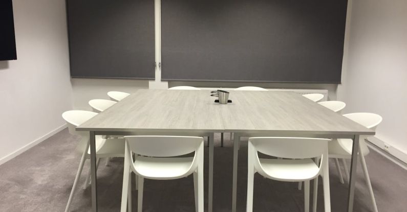 Blinds - Square Beige Wooden Table With Chairs